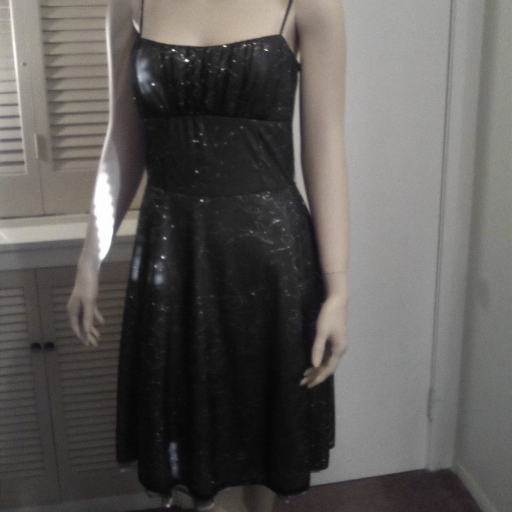 Steff Brand Spaghetti Strap Black & Silver Dress Size 11/12